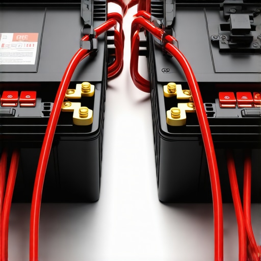 Close up of 0-gauge wiring and fuses for a dual battery car audio system