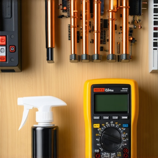 Essential Audio Maintenance Tools Multimeter and contact cleaner for amplifier repair and maintenance