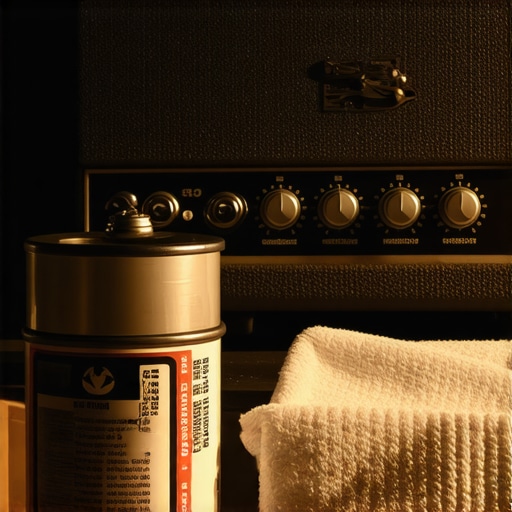 Essential Audio Maintenance Tools Vintage amplifier being cleaned with contact cleaner and a cloth