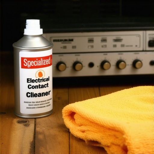 Essential Maintenance Tools for Vintage Audio Gear Vintage amplifier and contact cleaner on a workbench