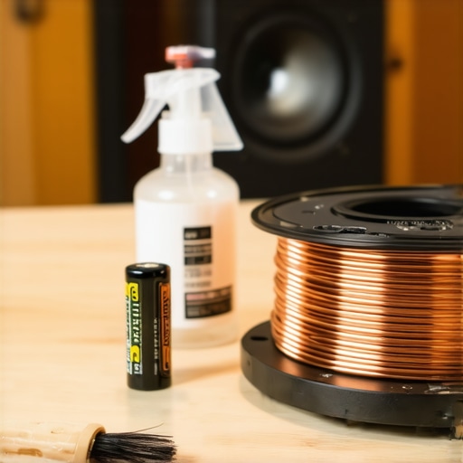 Tools for cleaning speaker terminals and testing polarity including a battery and cleaner