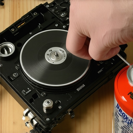 Close up of tools used for repairing a vintage CD player and amplifier