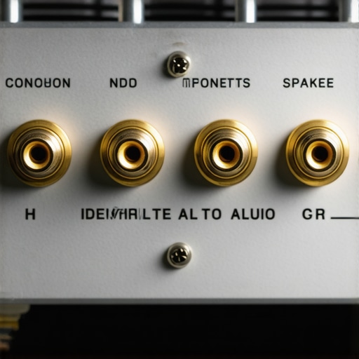 Gold-Plated Audio Connectors Close-Up Macro view of gold-plated audio terminals on a receiver to illustrate connector quality.