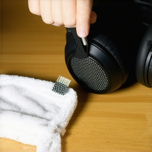 Cleaning high-end headphones for maintenance.