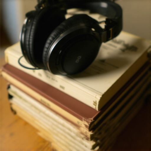 Professional headphones being stretched over a stack of books to reduce clamping force and increase comfort.