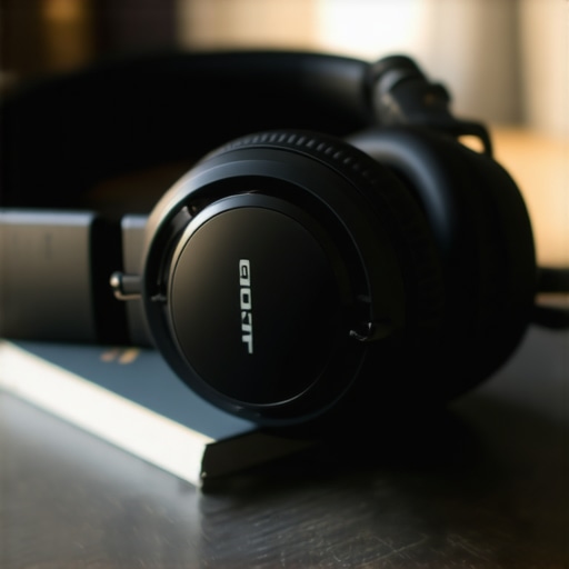 Headphone Stretching with Books Headphones stretched over a stack of books to reduce clamp force and improve comfort.