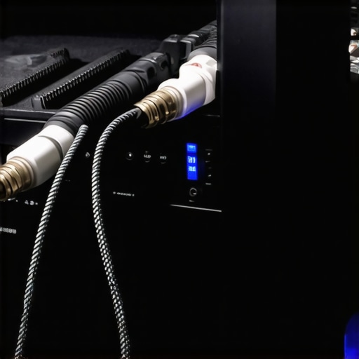 A professional power conditioner connected to audio gear to prevent voltage sag and ground loop noise.
