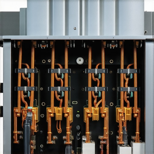 Close-up of internal copper bus bars and isolated banks in an audiophile power distributor.