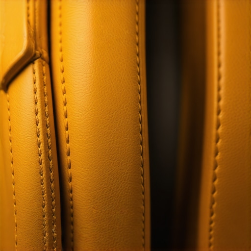 A close-up shot of a durable genuine leather headphone headband with clean stitching.