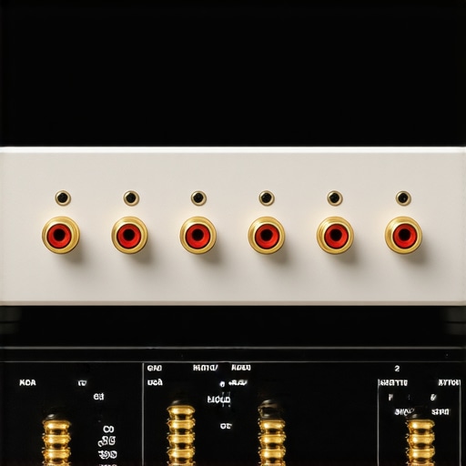 Rear connections of a stereo pre-amplifier with RCA and XLR cables