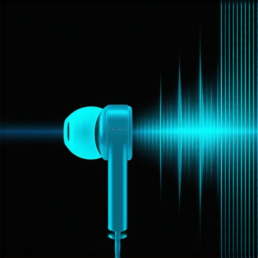 Close up of wireless earbuds showing the master antenna connection