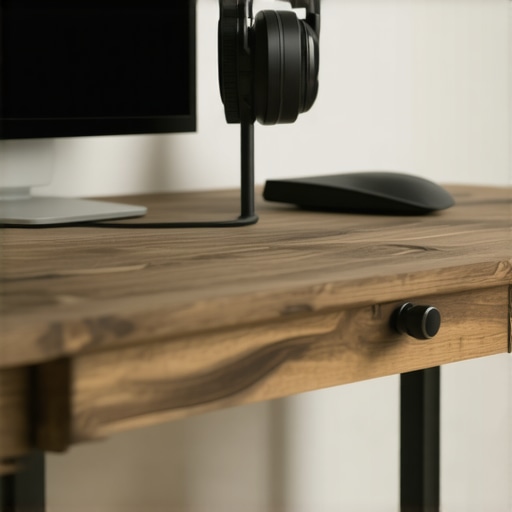 Industrial minimalist headphone stand assembly DIY industrial headphone stand on a desk