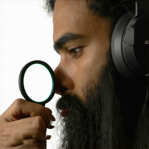 Inspecting headphone material quality Close up of person inspecting premium headphone ear pads for authenticity