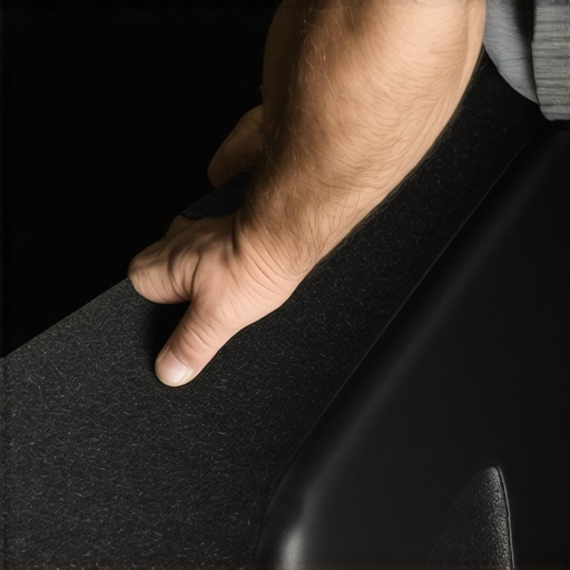 Installing Felt Isolation Tape on Car Parcel Shelf Close-up of felt isolation tape being applied to the edge of a plastic car parcel shelf to stop cabin rattles.