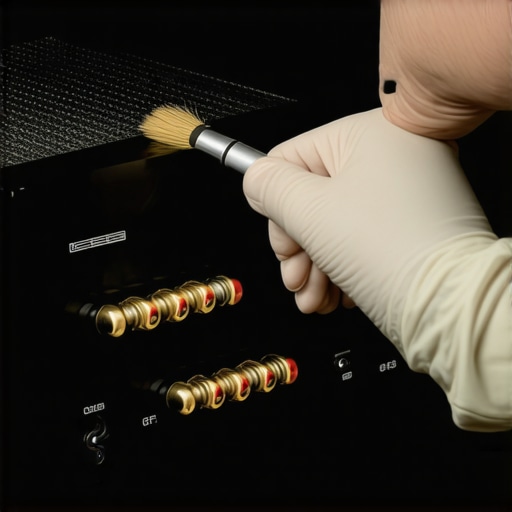 Maintaining Home Audio Connections A close-up view of precision cleaning for home stereo terminals.