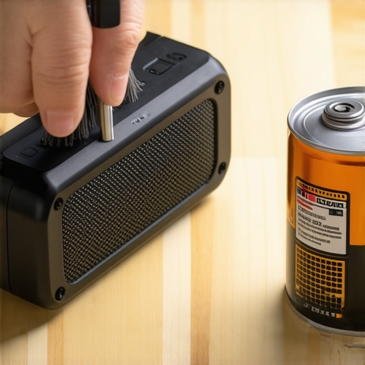 Maintaining a Bluetooth Speaker Port with Specialized Tools Person cleaning a Bluetooth speaker port with contact cleaner