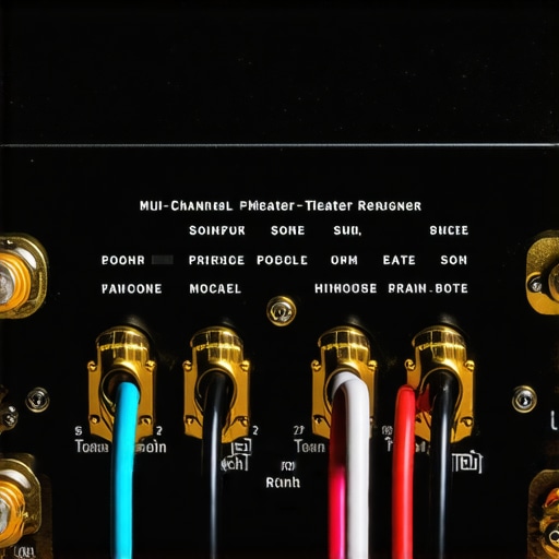 Properly labeled speaker cables connected to a multi-channel amplifier