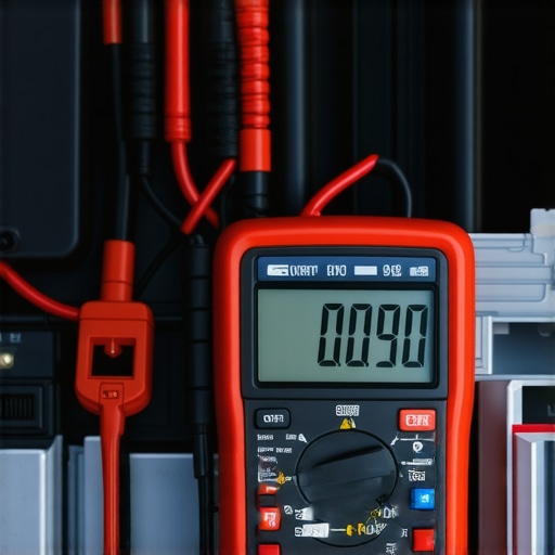 A technician uses a multimeter to check for voltage drop at a car amp terminal