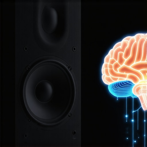 An illustration depicting the relationship between speaker driver mechanics and the human brain's adaptation to new sound signatures.