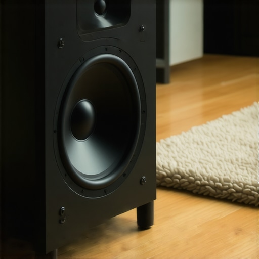 Subwoofer placed correctly on a floor to avoid muffled bass