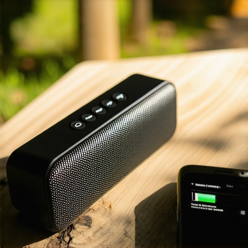 A portable speaker placed in a cool environment to prevent battery drain.
