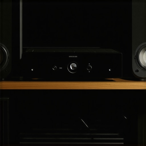 Professional home audio setup showing amplifier and speaker connections