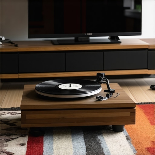 Optimizing Room Acoustics for Better Vinyl Sound A modern living room setup optimized for turntable and soundbar audio fidelity.