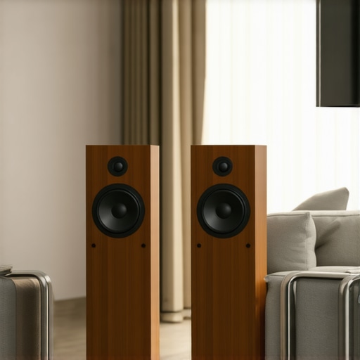 High-end vintage speakers on stands for better acoustics
