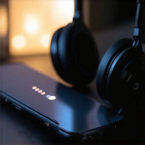 A macro shot of a mobile DAC connected to a smartphone for high-resolution audio.