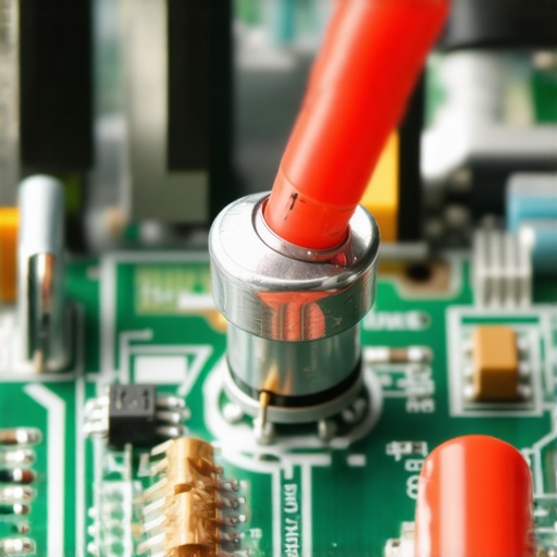 Close-up of contact cleaner being applied to a vintage amplifier's internal controls.