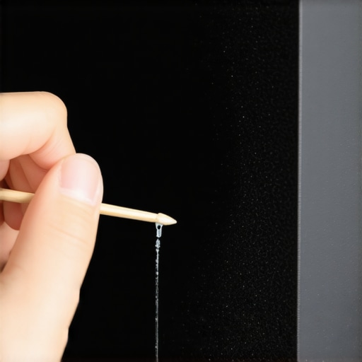Close-up shot of a toothpick applying glue to a speaker foam tear.