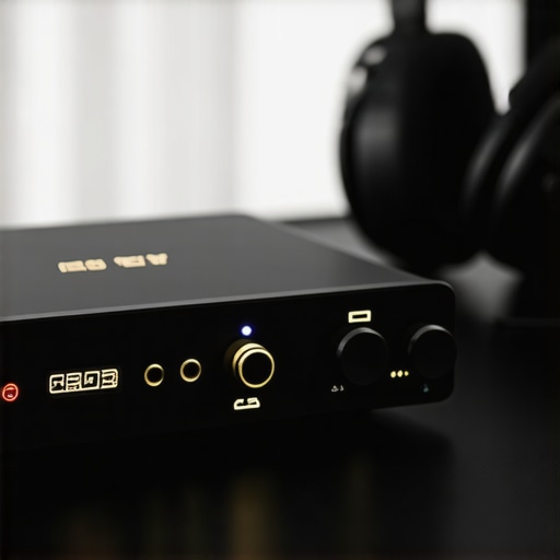 A high-quality external DAC connected to headphones showing the importance of signal quality in audio gear.