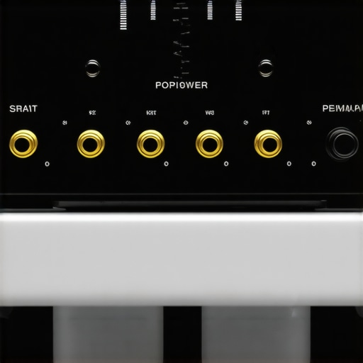 Close-up of premium amplifier binding posts with speaker cables connected