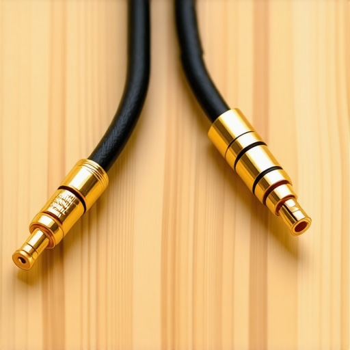 Comparison of expensive gold-plated audio cables and standard copper speaker wire.
