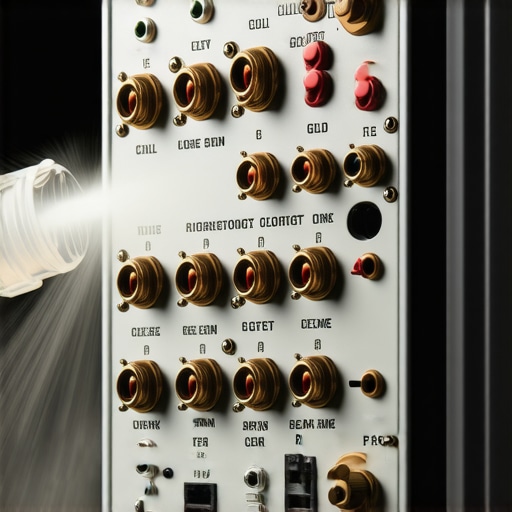 Cleaning high-end audio amplifier connectors with contact cleaner.