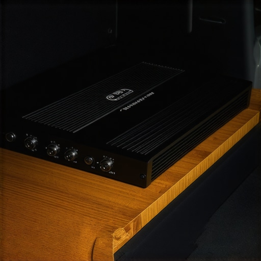 An amplifier mounted with spacers to allow for airflow and prevent overheating in a car trunk.