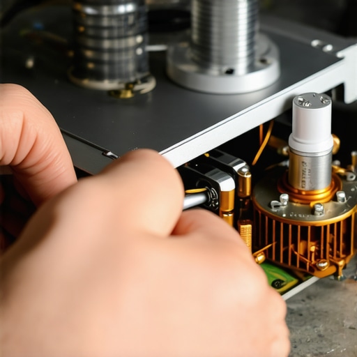Professional Audio Maintenance on a Vintage Amp Technician cleaning internal contacts of an audio amplifier to fix scratchy volume knobs.