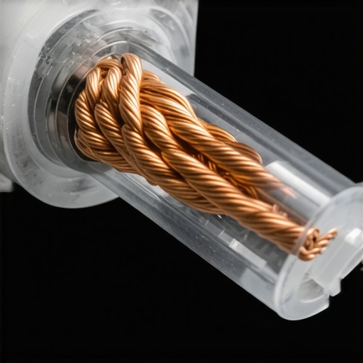 Professional Grade 12-Gauge Power Cable Internal View Close-up of thick copper wiring inside a high-current power cable for amplifiers.