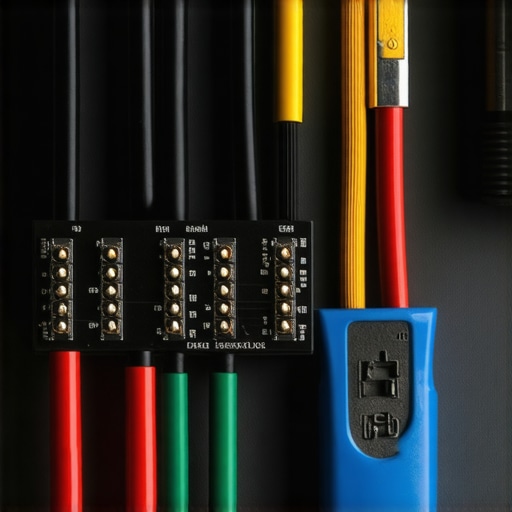 Close up of car audio wiring and line output converter in a trunk