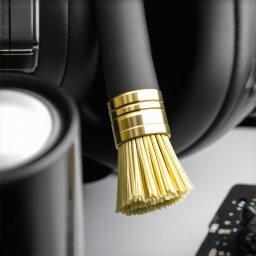Professional Maintenance for High-End Audio Gear Close up of cleaning audio equipment with contact cleaner and a brush.