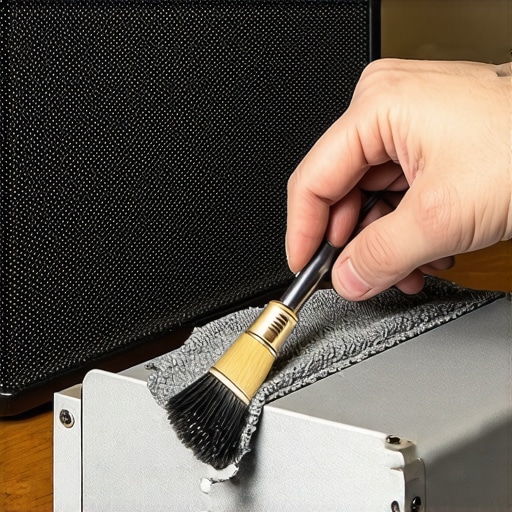 Cleaning a vintage amplifier and speaker driver with precision tools.