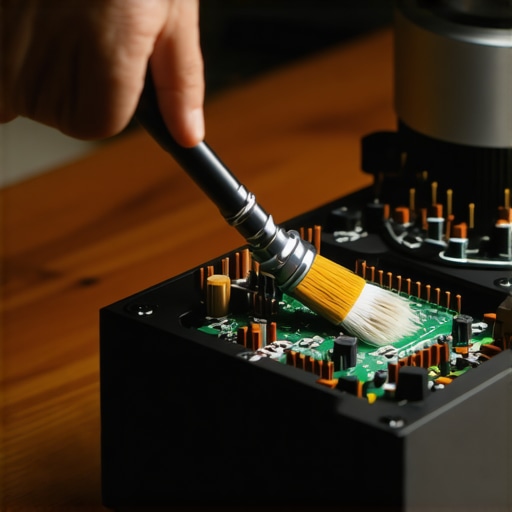 Cleaning dust and checking connections on a high-end speaker setup