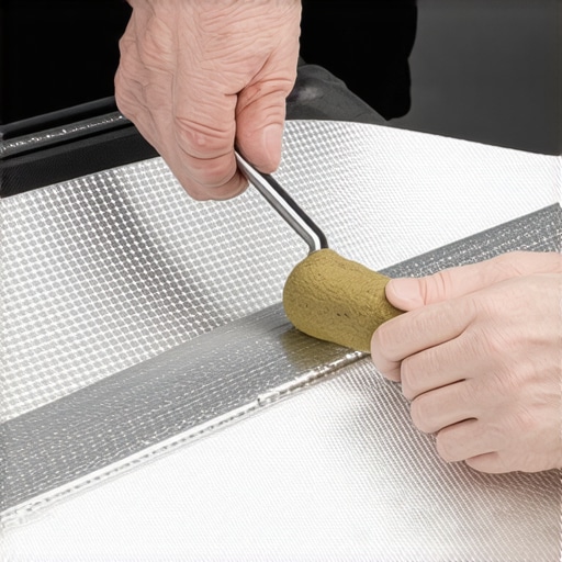 A technician applying butyl deadener to a car door to reduce vibration