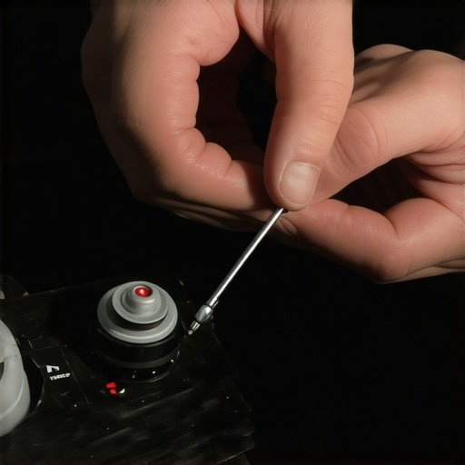Hands of a technician adjusting the gain on a car audio amplifier for optimal RMS performance.