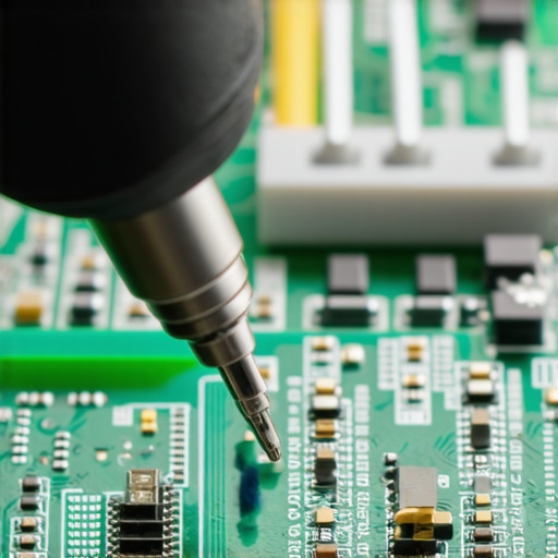 Soldering a small USB-C charging port on a circuit board Close-up of a soldering iron repairing a charging port on a portable speaker board