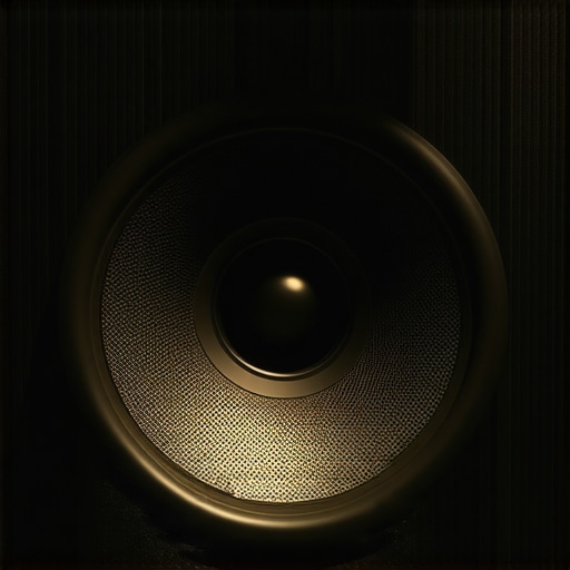 Close-up of a speaker driver showing the rubber surround and cone components.