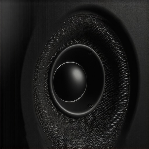 Speaker Suspension Spider and Surround Close Up Close up view of a speaker driver suspension showing the rubber surround and fabric spider.