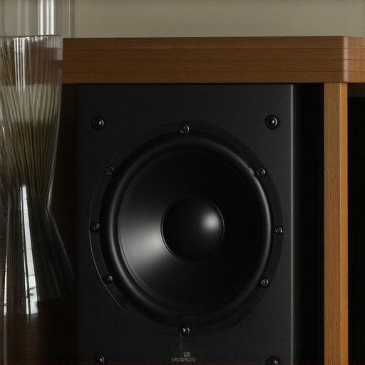 Subwoofer Placement Mistake A subwoofer inside a wooden cabinet causing vibrations and distorted sound.