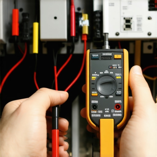 Testing Amplifier Voltage with a Multimeter A digital multimeter being used to measure the output voltage of a car amplifier for proper gain setting.
