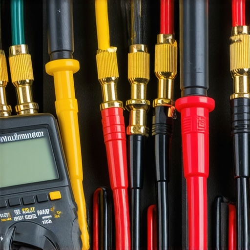 Using a multimeter to check amplifier output.